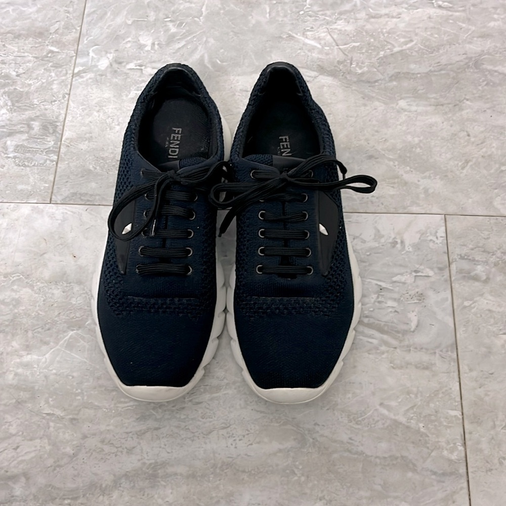 Authentic FENDI Men's Monster Eyes Midnight Blue Mesh Sneakers
